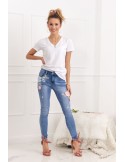 Pantaloni de dama din denim cu aplicatii 35580 - Magazin online - Boutique